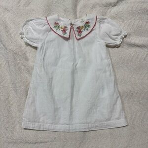 H&M embroiled collared dress, white linen like material 12-18 months